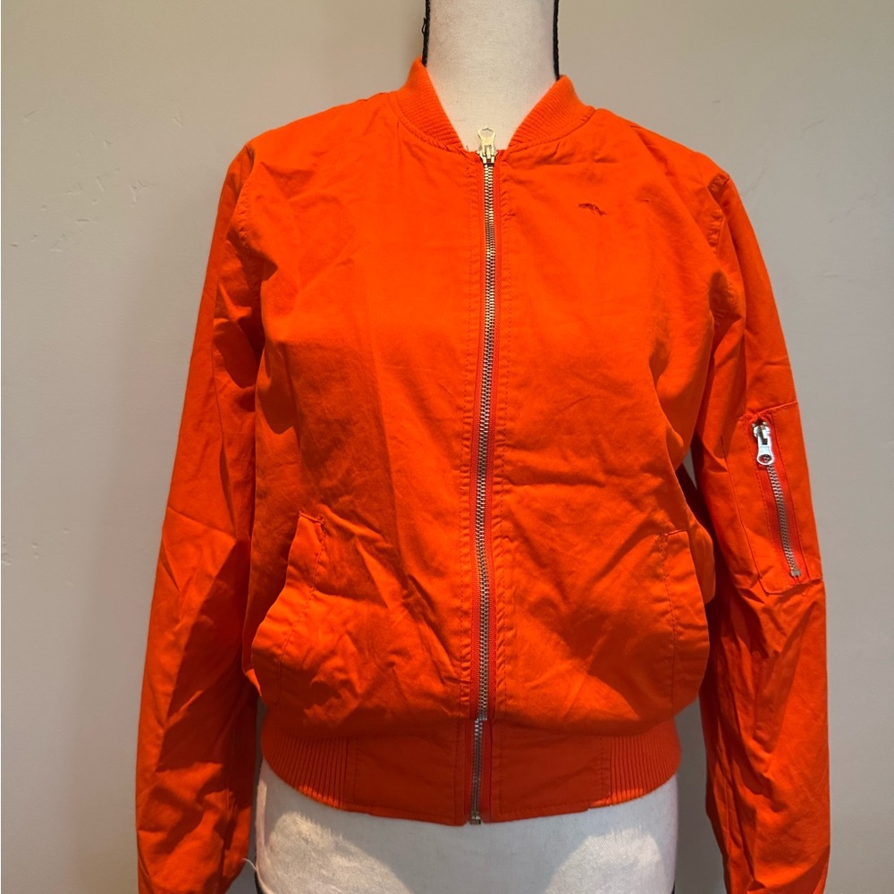 New Look Orange Bomber Jacket with Cropped Design
